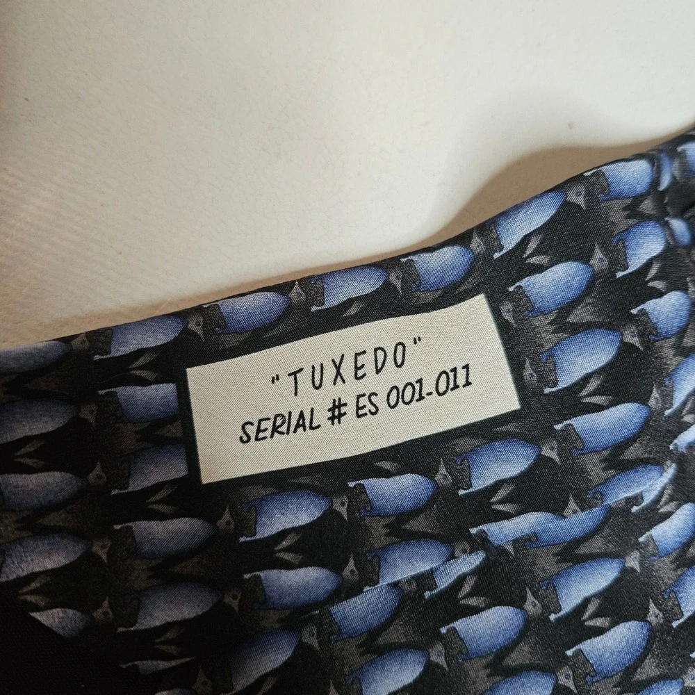 Endangered Species Tuxedo Penguin Silk Tie Blue‎ Grey Black Novelty ES 001-011